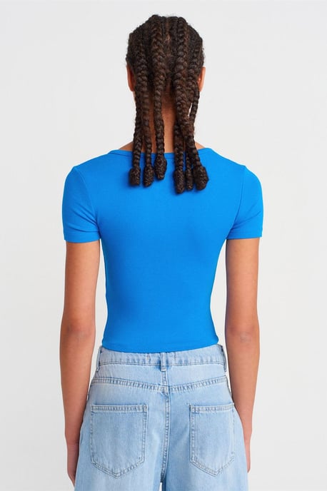 Slim Fit Crop Jersey Blouse - Image 2