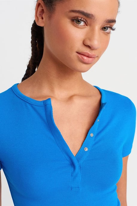Slim Fit Crop Jersey Blouse - Image 3