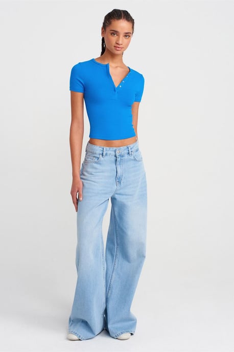Slim Fit Crop Jersey Blouse - Image 4