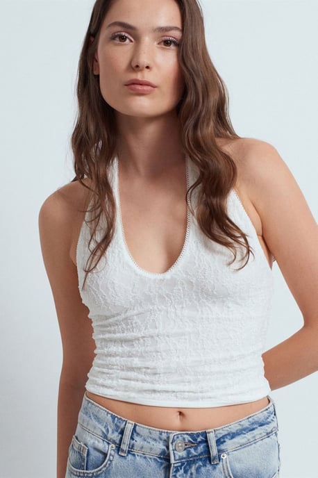 Dames Kant Halters Crop Blouse - Image 3