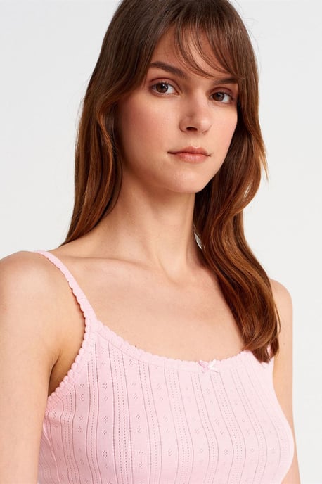 Slim Fit Geribbelde Katoenen Camisole Top - Image 3