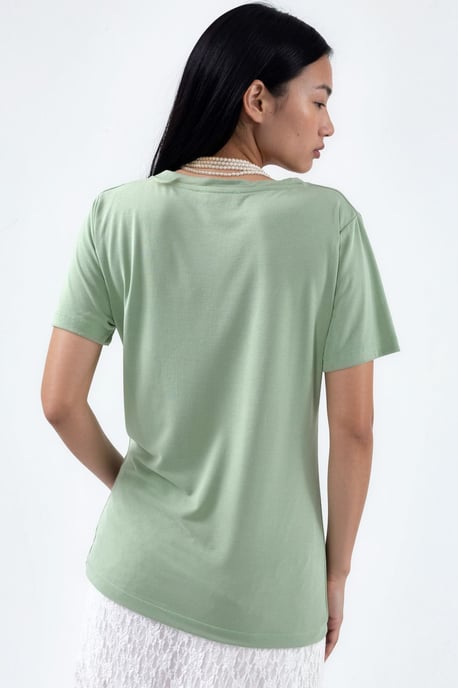 V-Neck Short Sleeve Modal Blouse - Image 3