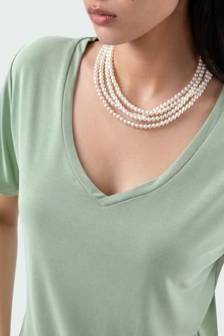 V-Neck Short Sleeve Modal Blouse - Image 4
