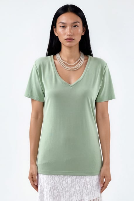 V-Neck Short Sleeve Modal Blouse - Image 5