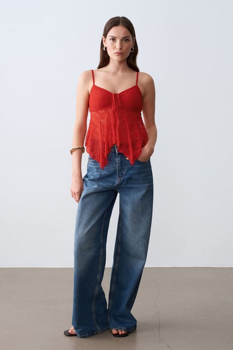 Lace Tie-front Sleeveless Blouse - Image 1