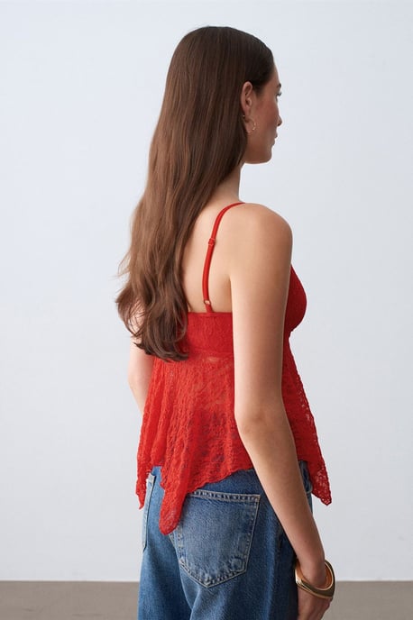 Lace Tie-front Sleeveless Blouse - Image 2