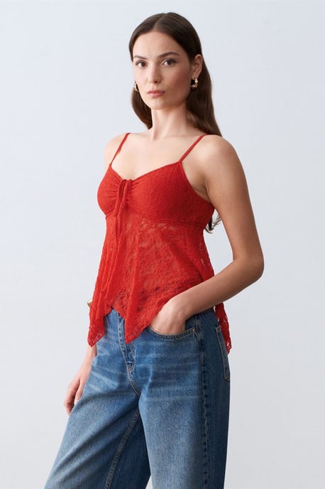 Lace Tie-front Sleeveless Blouse - Image 3