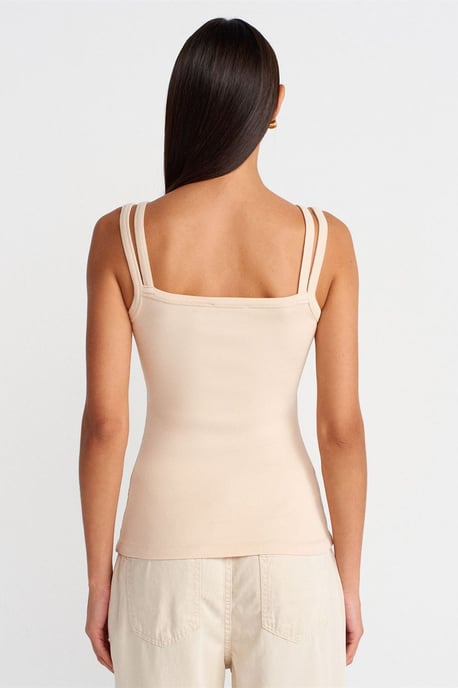 Ribbed Sleeveless Square-neck Blouse - Image 2