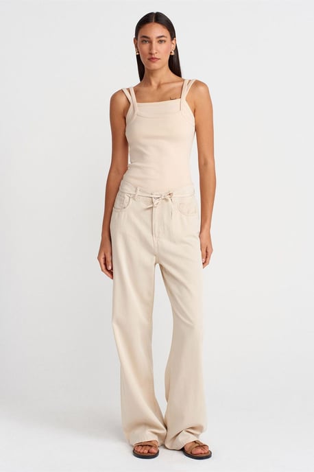 Ribbed Sleeveless Square-neck Blouse - Image 4