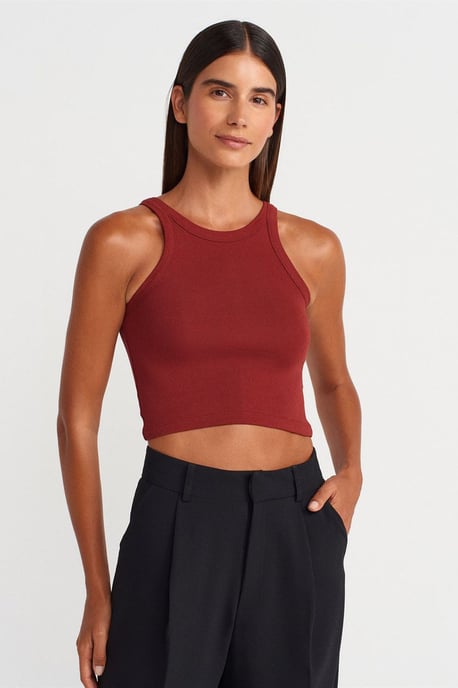 Ribbed Cotton-blend Sleeveless Crop Top - Image 1