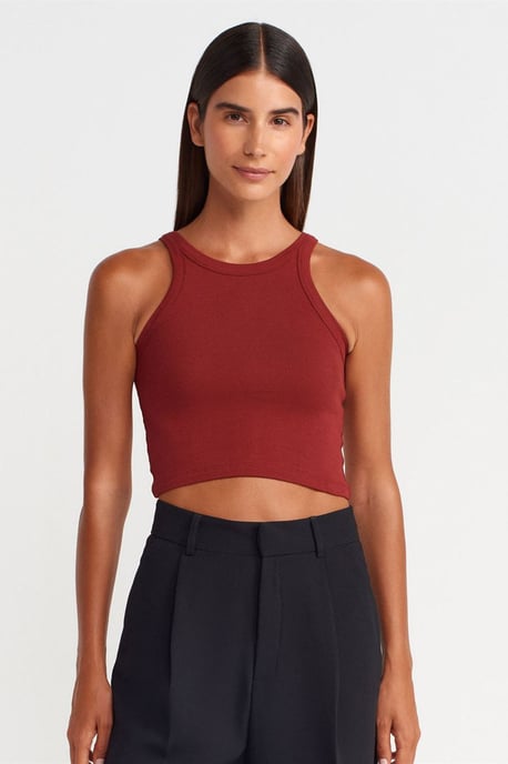 Ribbed Cotton-blend Sleeveless Crop Top - Image 3