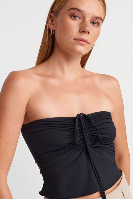 Dames Strapless Crop Blouse met Strikdetail - Image 3