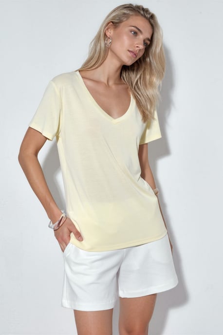 V-Neck Short Sleeve Modal Blouse - Image 2