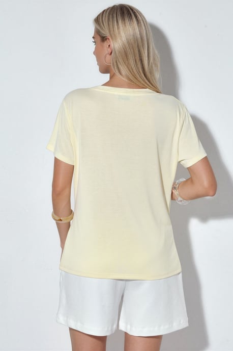 V-Neck Short Sleeve Modal Blouse - Image 3