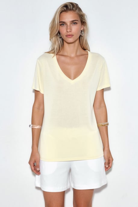 V-Neck Short Sleeve Modal Blouse - Image 5
