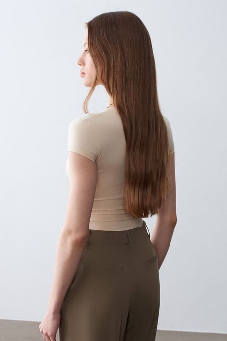 Slim Fit V-hals Jersey Blouse - Image 2