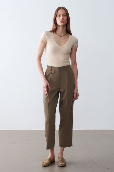 Slim Fit V-hals Jersey Blouse - Image 4