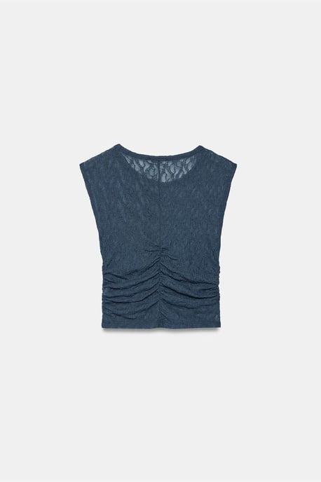 Ärmlös Spets Ribbad Blus - Image 6