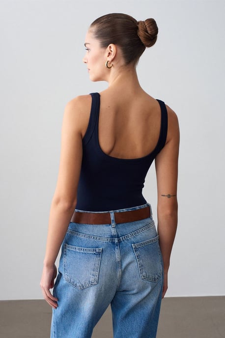Mouwloze Geribbelde Katoenmix Romper - Image 2