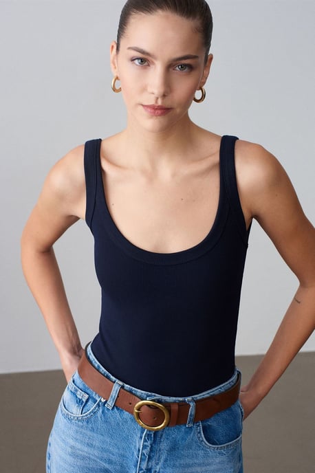 Mouwloze Geribbelde Katoenmix Romper - Image 3