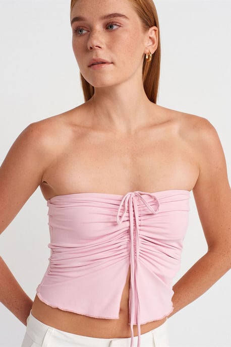 Dames Strapless Crop Blouse met Strikdetail - Image 3