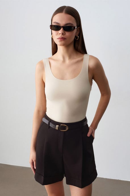 Aansluitend Mouwloze Katoenmix Cami Blouse - Image 4