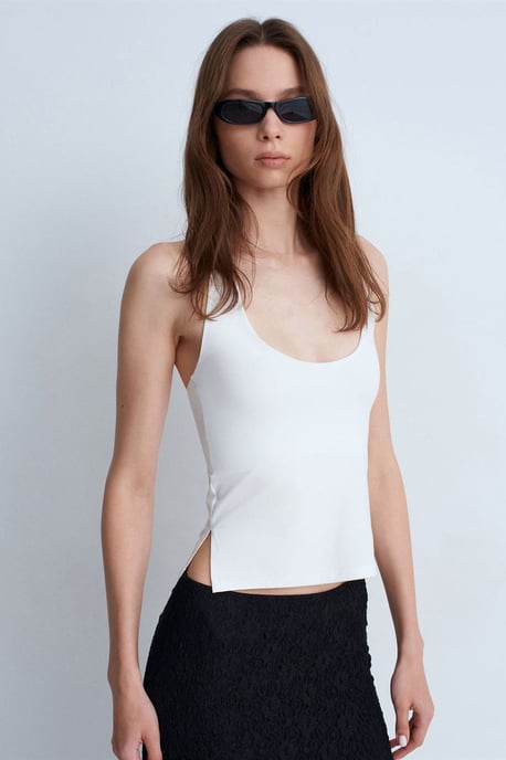Halterneck Cut-Out Slim Fit Blouse - Image 1