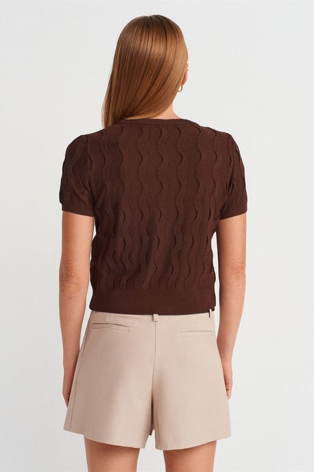 Geribbelde Crop Blouse met Textuur - Image 2