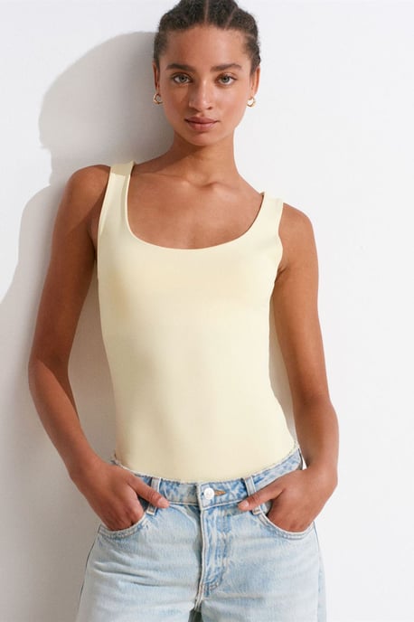 Sleeveless Square-Neck Slim-Fit Jersey Blouse - Image 3