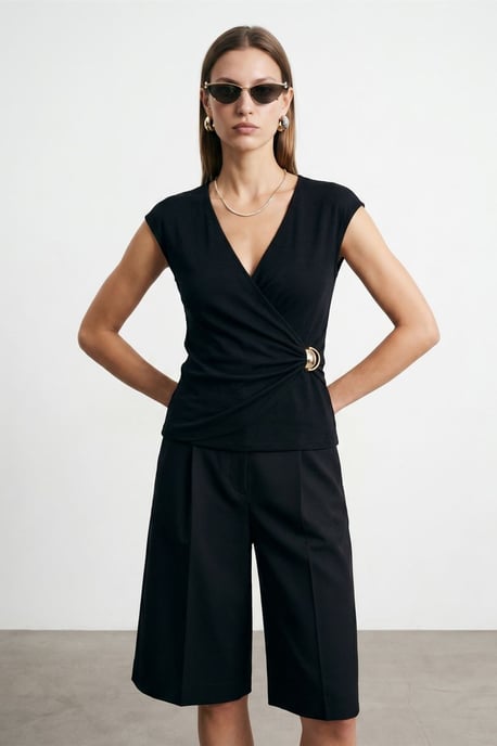 Dames Slim Fit Wikkelblouse - Image 1