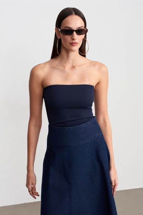 Strapless Slim-fit Jersey Blouse - Image 3