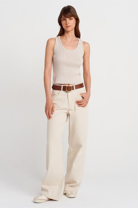 Ribbed Sleeveless Slim-fit Blouse - Image 4