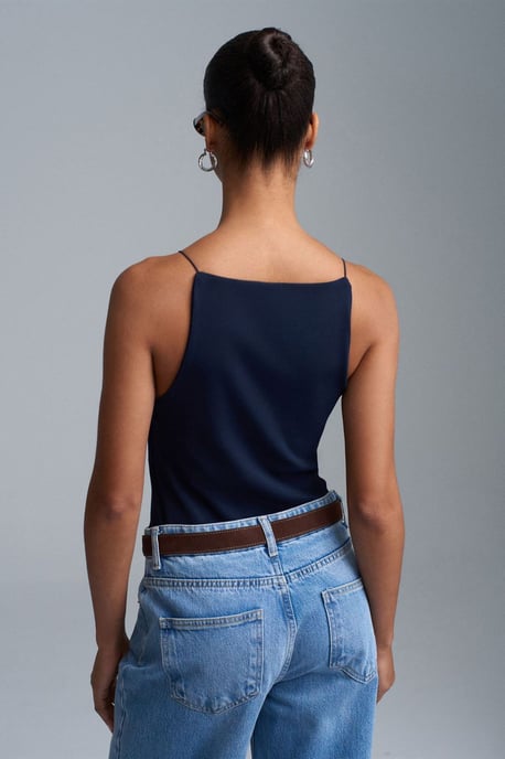 Slim-Fit Halterhals Jersey Blouse - Image 2