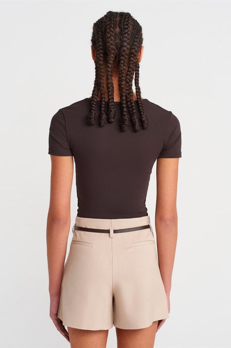 Slim Fit Crop Jersey Blouse - Image 2