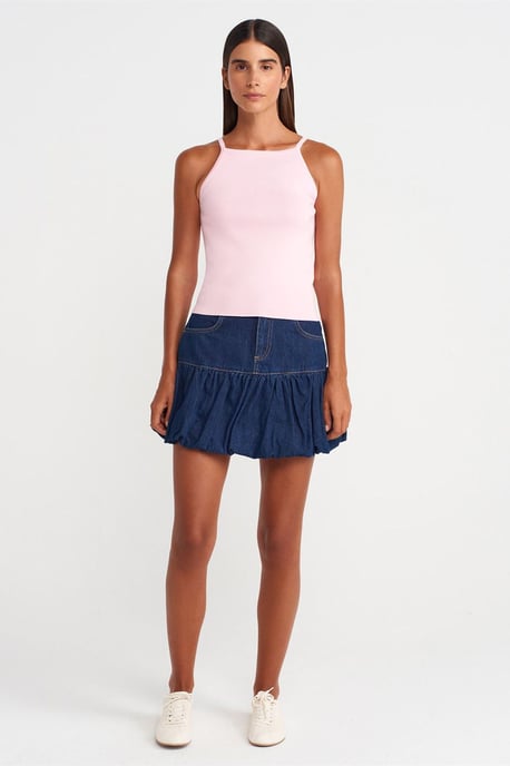Slim Fit Halter Knit Blouse With Bow Detail - Image 3