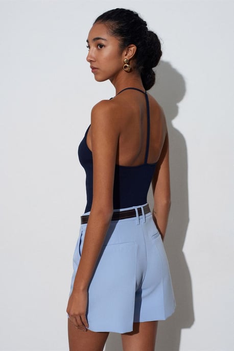 Slim Fit Halterhals Tricot Blouse - Image 2