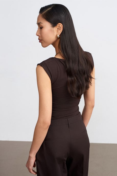 Mouwloze V-hals Slank Fit Blouse - Image 2