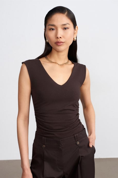Mouwloze V-hals Slank Fit Blouse - Image 3