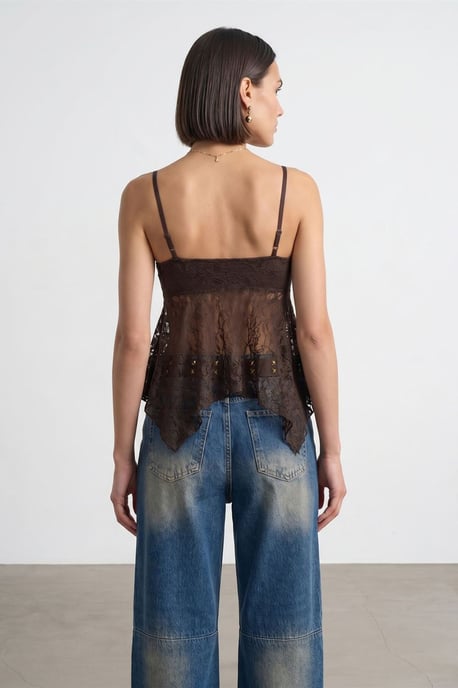 Kant strikvoorzijde mouwloze blouse - Image 3