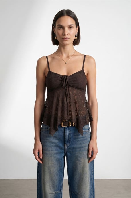 Kant strikvoorzijde mouwloze blouse - Image 4