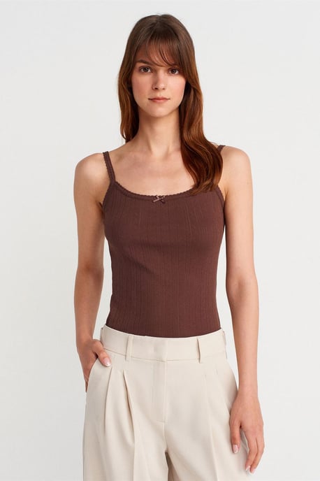 Slim Fit Ribbed Cotton Cami Top - Image 1