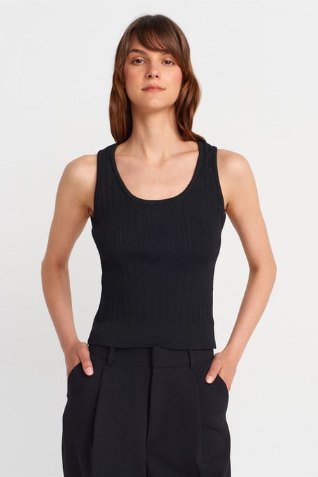 Ribbed Sleeveless Slim-fit Blouse - Image 1