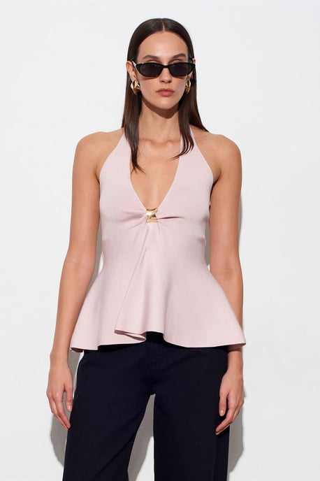 Naadloze Halter Peplum Blouse - Image 3