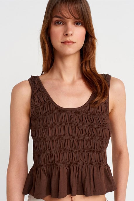 Texturerad bomull-modal crop camiblus - Image 3