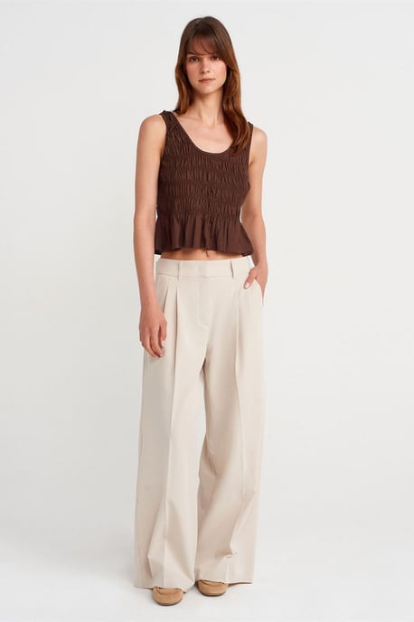 Texturerad bomull-modal crop camiblus - Image 4