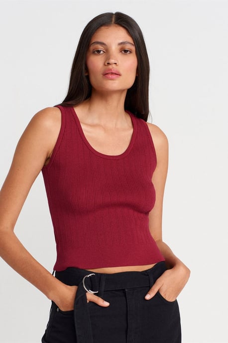 Ribbed Sleeveless Slim-fit Blouse - Image 1