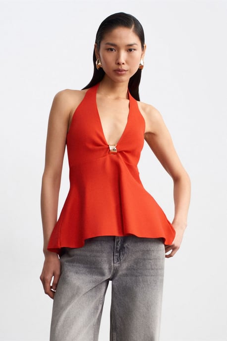 Naadloze Halter Peplum Blouse - Image 3