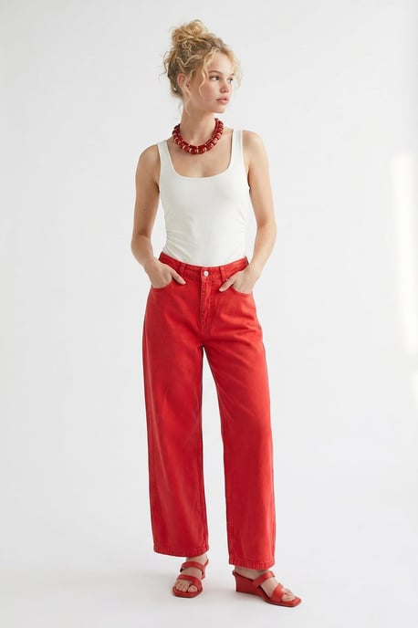 High-Waist Wide-Leg Cotton Jeans - Image 2