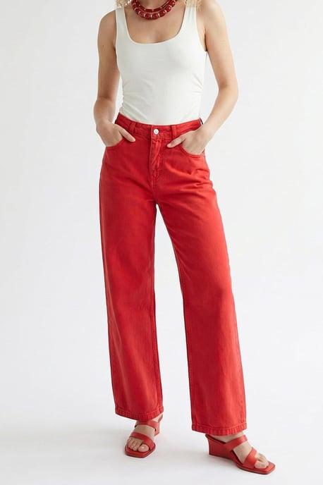 High-Waist Wide-Leg Cotton Jeans - Image 4