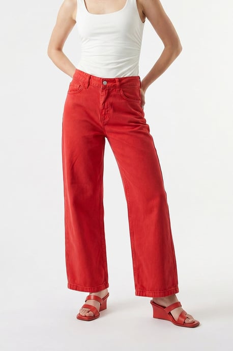 High-Waist Wide-Leg Cotton Jeans - Image 5